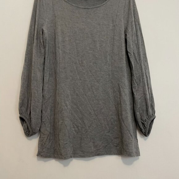 ANN TAYLOR Factory Heather Gray 3/4 Sleeve Puff Sleeve Balloon Sleeve Blouse Top - Picture 3 of 11